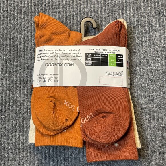 Basix by Odd Socks 6 Pairs Pack Socks Men Size 8-12 (M) Crew Brown/Red/Tan/Pink - Picture 3 of 6